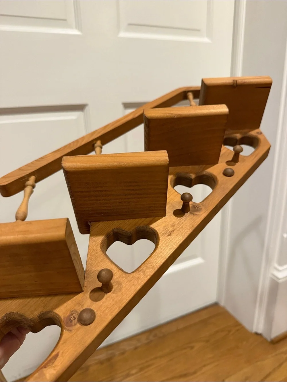 Vintage Wooden Stair Step Wall Shelf with Hearts  1980’s.